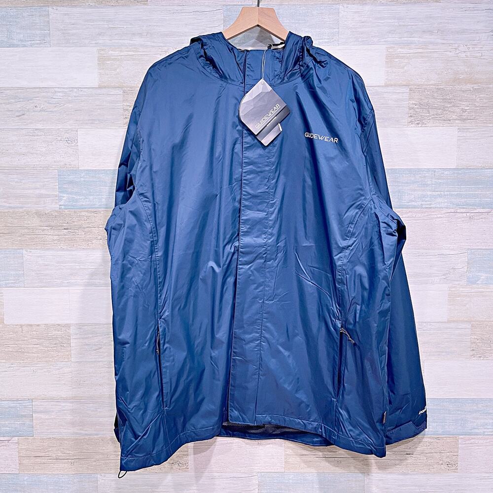 Guidewear Rain Stopper Jacket Blue Hooded Waterproof Mesh Lined Mens XLT XL Tall